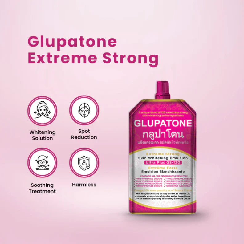 GLUPATONE Extreme Strong Whitening Emulsion Ultra Plus GS-120 | Face & Body Whitening Cream 50ml | Skin Brightening & Lightening Lotion | Deep Moisturizing Whitening Formula
