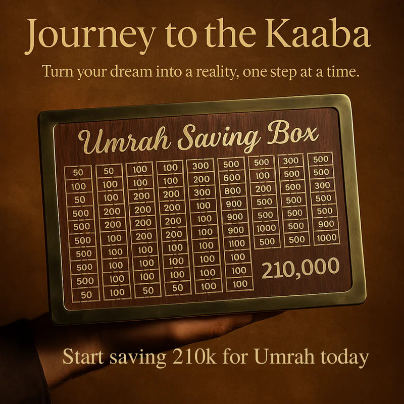 🕋 Umrah Saving Box – Wooden Islamic Money Saving Box