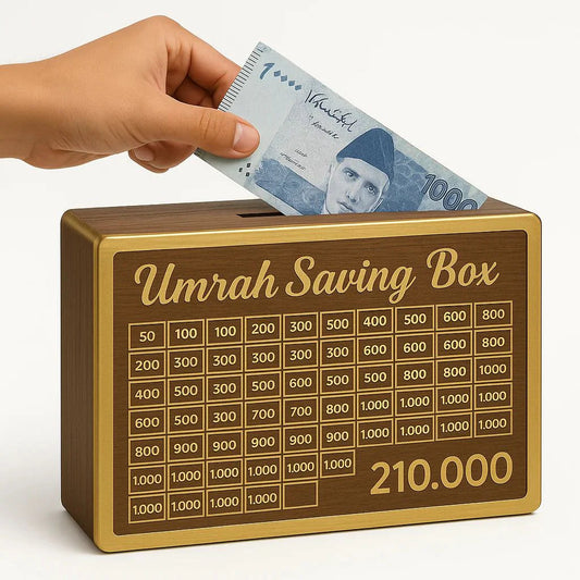 🕋 Umrah Saving Box – Wooden Islamic Money Saving Box